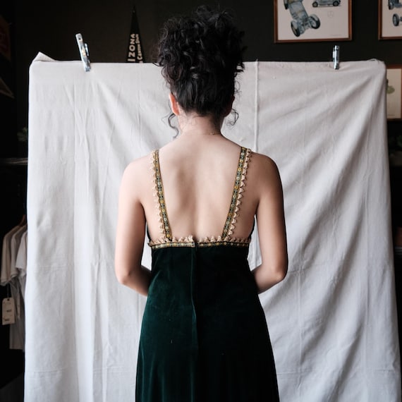 Vintage 1960's Gunne Sax Black Label Green Velvet… - image 10