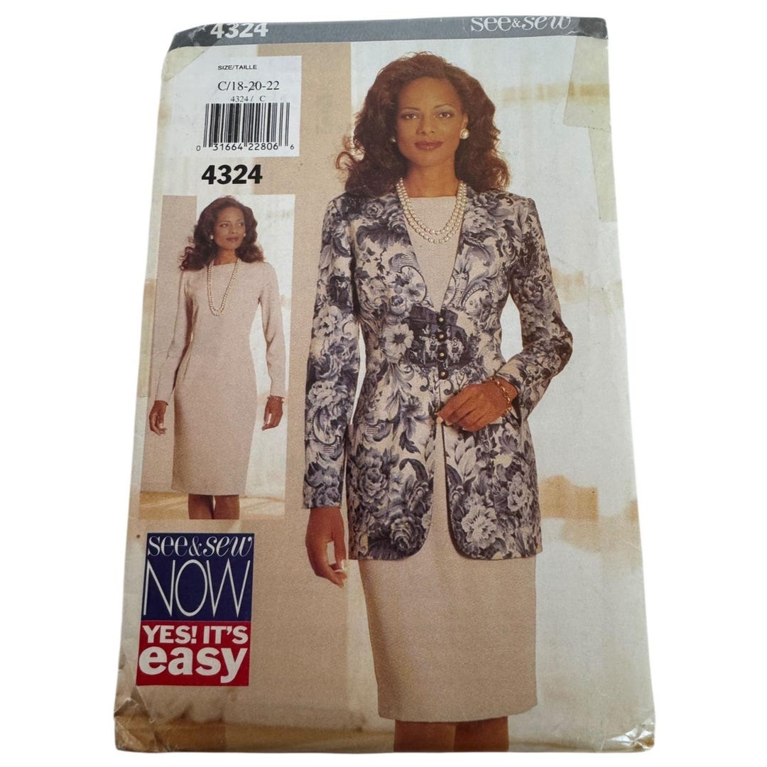 Butterick See and Sew Sewing Pattern 4324 Suit Jacket Dress Blazer 18 ...