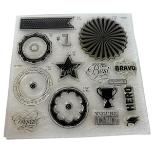 CTMH My Acrylix Acrylic Stamp Set Cricut Artiste Collection Kudos Bravo Trophy
