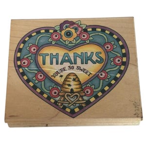 Penny zwarte rubberen stempel Bee Hive Heart Bedankt dat je zo lief bent Bedankt!