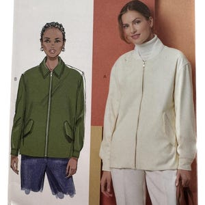 May include: A Butterick sewing pattern envelope, model B7008, featuring illustrations of a jacket. The envelope shows a cream-colored jacket with a zipper and a green jacket with a zipper. The size is H5 (6-8-10-12-14).