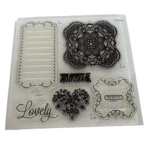 CTMH My Acrylix Juego de sellos acrílicos Dulce y encantador Cricut Bundle Corazón encantador
