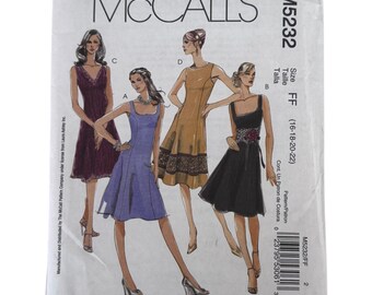McCalls Sewing Pattern M5232 Romantic Dress Formal Laura Ashley 16-22 Uncut Cottagecore Square Neckline