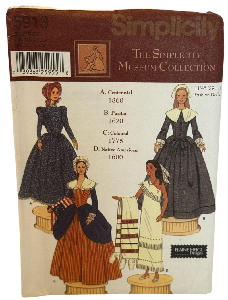 Simplicity Sewing Pattern 5913 Patriotic Historical Costume 11.5 ...
