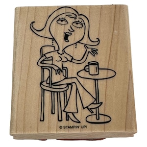 Stampin Up Stempel Frau Sitzt Mit Kaffee Chat Gab Klatsch Karte Machen