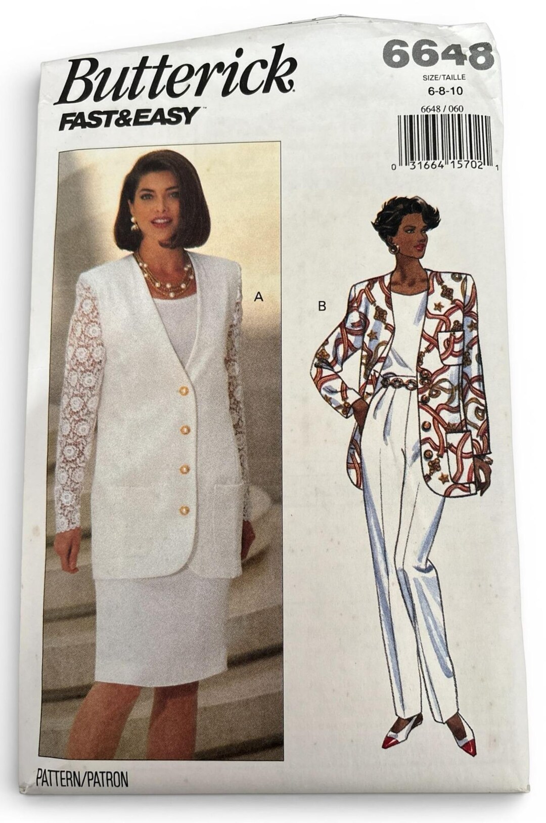 Butterick Sewing Pattern 6648 Jacket Skirt Suit Pants 90s Work Easy ...