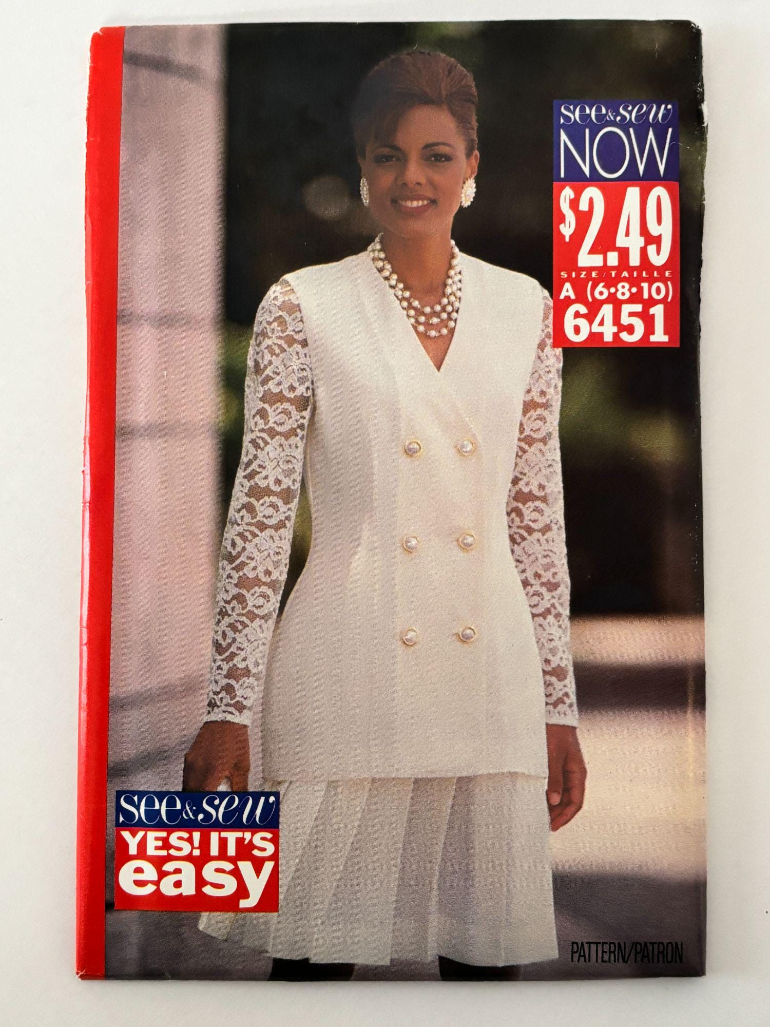 Butterick Sewing Pattern 6451 90s Top Skirt Pattern Lace Sleeve