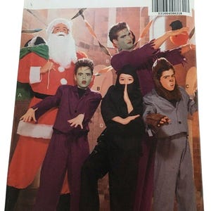 May include: A vintage Butterick sewing pattern envelope featuring illustrations of Halloween costumes. The costumes include Santa Claus, a ninja, a werewolf, and Frankenstein's monster. The envelope is white with the brand name and pattern number printed on it.