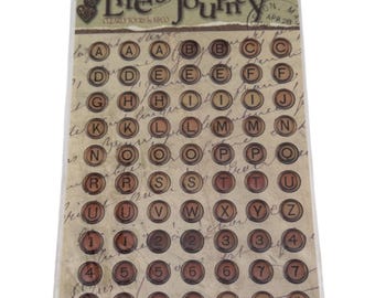 K & Company Lifes Journey Domed Typewriter Key Stickers For Scrapbooking  Crafts