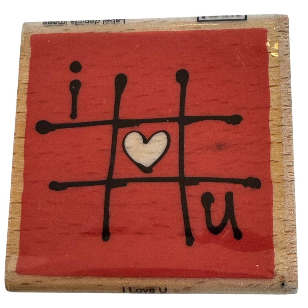I Love You Tic Tac Toe Rubber Stamp - Scrap Wood Mount - Etsy