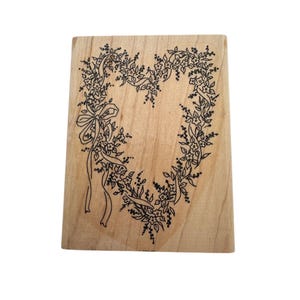 Stampin Up Holzstempel Blumenkranz Herz Frühlingsblumen Romantische Liebe