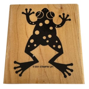 Stampin Up Wood Rubber Stamp Spotted Frog Toad Jump Nature Outdoors Pond Animal