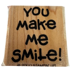 Stampin Up Rubber Stamp You Make Me Smile Friend Card Making Words Wood Mounted
