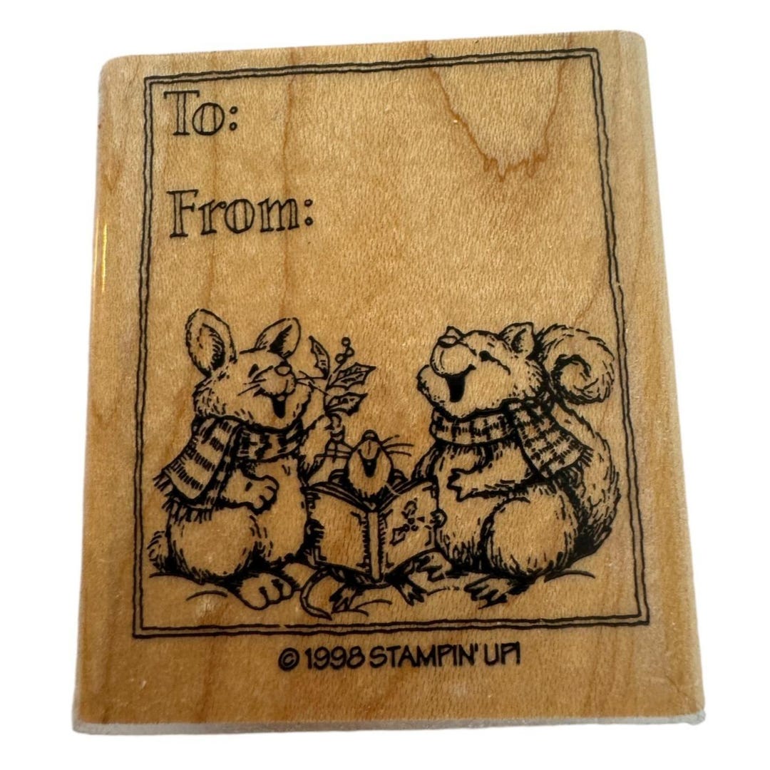 Stampin up Rubber Stamp Squirrel Rabbit Christmas Gift Tag Card Making ...