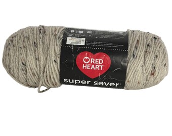 Motek włóczki Red Heart Super Saver Aran Fleck Speckled Cream Tweed Acrylic Worsted 5 oz