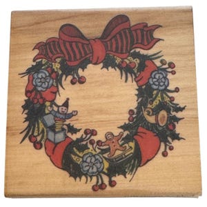 Hampton Art Rubberstempel Victoriaanse speelgoedkrans Kerstkaart maken Feestdagen