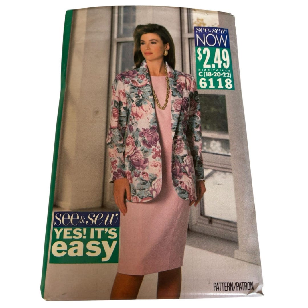 Butterick See & Sew Suit Jacket Dress Pattern 6118 - Size 18-22 - Etsy