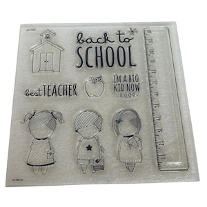 CTMH Acrylic Stamp Set: Schoolhouse, Teacher, Kids