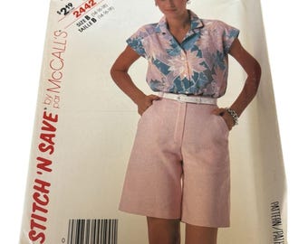 McCalls 2442 Sewing Pattern: Misses' Top & Shorts, Size 14-18