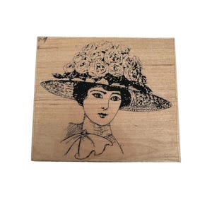 Sello de goma de diseño posmoderno Beverly Mujer victoriana con sombrero Fiesta del té Moda
