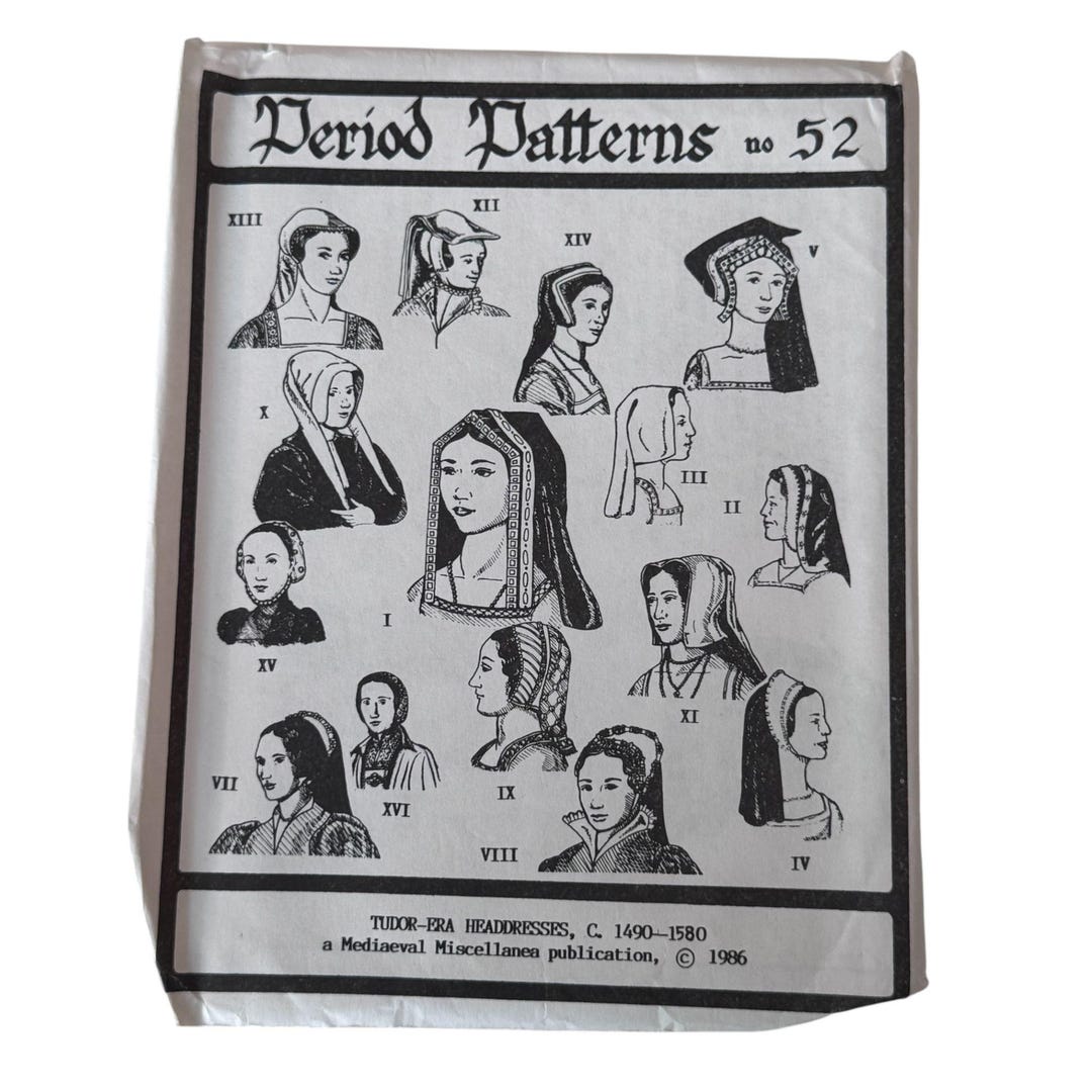 Perod Pattern Period Patterns Sewing Pattern 52 Tudor Era Headdresses Historical 1490 ...