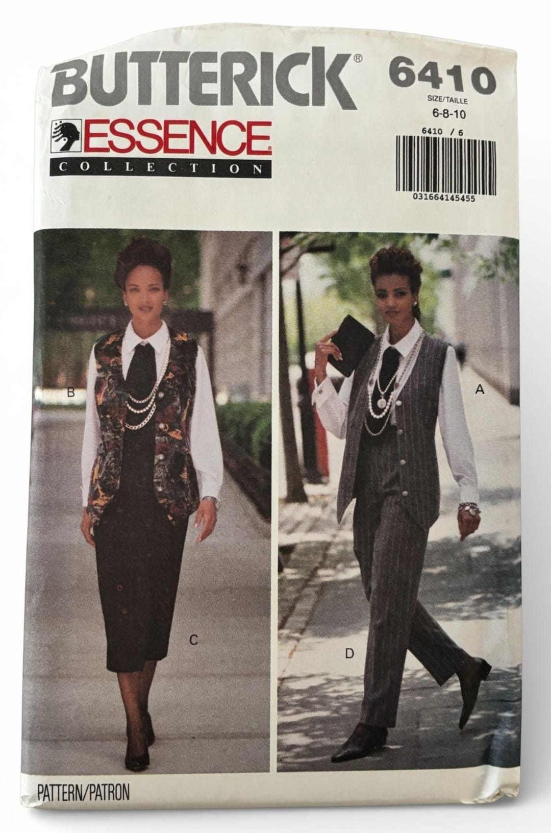 Butterick Sewing Pattern 6410 90s Power Suit Vest Skirt Pants Shirt 6 8 ...
