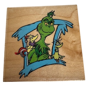 All Night Media rubberen stempel Grinch ingelijst Dr. Seuss Characters Card Making Art