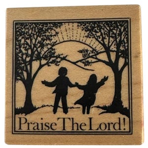 PSX Rubber Stamp Praise The Lord Silhouette Children Religious Christian E-933
