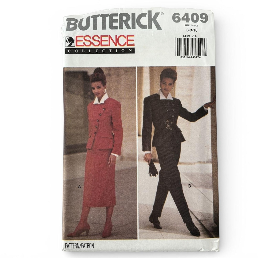 Butterick Sewing Pattern 6409 Uncut 90s Power Suit Jacket Skirt Top ...