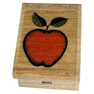Appel op hout gemonteerde rubberen stempel Leraar Fruit Kaarten maken 1 inch Onderwijs