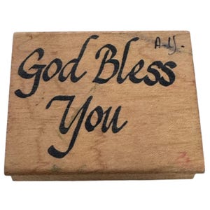 Double D Rubber Stamp God Bless You Religious Christian Sentiment Card Making