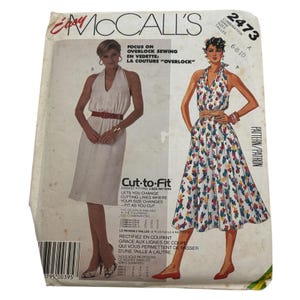 McCalls Halter Dress Sewing Pattern: Easy Sew V-Neck, Size 6-10