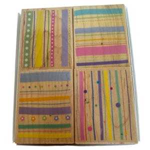 Conjunto de carimbos de borracha Hero Arts com 4 listras e pontos para fazer fundo de cartão de aniversário