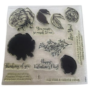 CTMH Acrylic Stamp Set Beloved Bouquet Peony Flowers Love You My Acrylix S1601