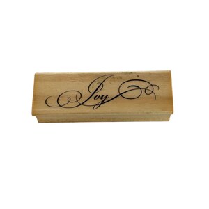 Sello de goma de madera Joy para hacer tarjetas navideñas, escritura cursiva decorativa