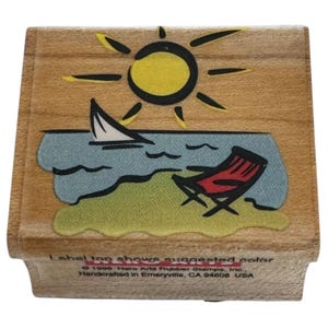 Hero Arts Rubber Stamp Beach Scene Sunshine Sailboat Summer Vacation Relaxation