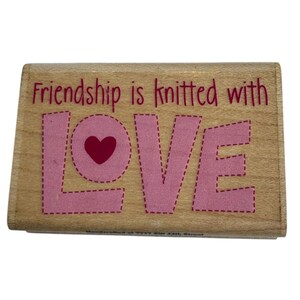 Stampability Holzstempel Freundschaft wird mit Liebe gestrickt Strick-Hobby