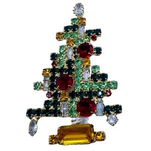 Gesigneerde Lawrence VRBA vintage kerstboom pin broche ster vakantie sieraden