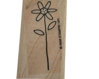 Stampin Up Wood Mounted Rubber Stamp Daisy Flower Long Stem Garden Card Making