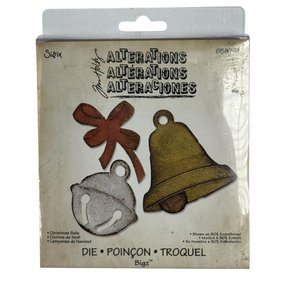Sizzix Tim Holtz Alterations Bigz Die Christmas Bells Holiday Card