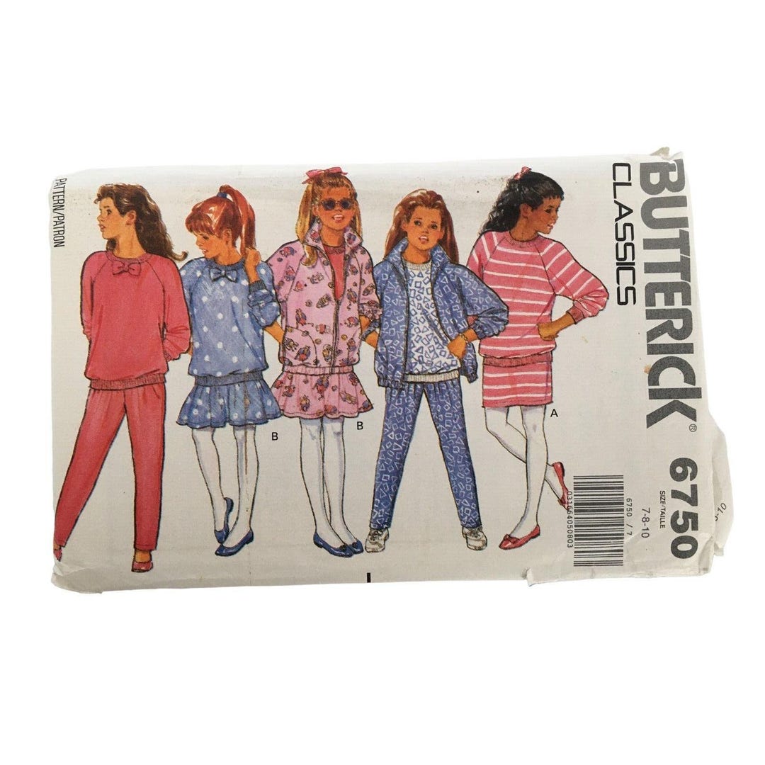 Butterick Sewing Pattern 6750 Girls Jacket Pullover Top Skirt Pants Sz ...