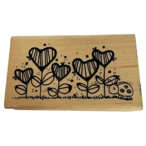 Haken Linien und Stempel Stempel Herz blüht Floral Marienkäfer Blumengarten