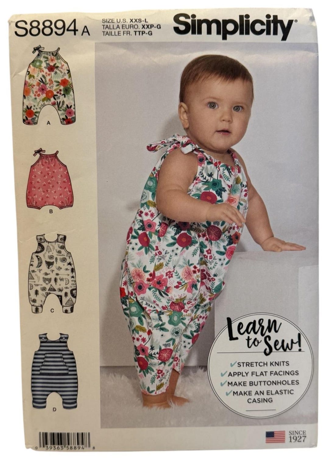 Simplicity Sewing Pattern S8894 Baby Knit Romper Learn to Sew Easy ...