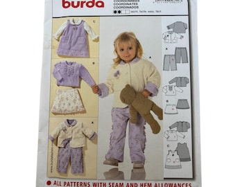 Wzór do szycia Burda 9829 Bluzka niemowlęca Spodnie Sweter Ubrania skoordynowane 9 M-3T UC