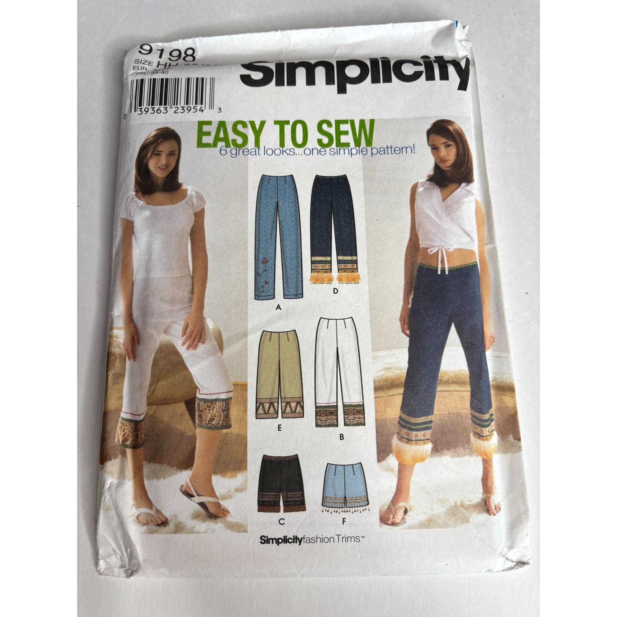 Simplicity R12090 Simplicity Sewing Pattern 9198: Misses Pants & Shorts (sizes 6-12) - Etsy