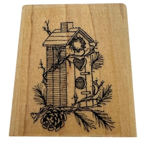 Tampon en caoutchouc pour fabrication de cartes de Noël pour cabanes d'oiseaux Stampin Up