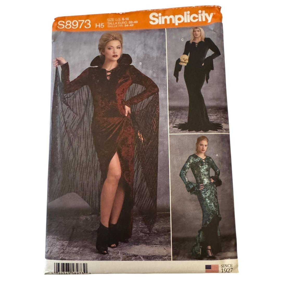 Simplicity Sewing Pattern S8973 Gothic Halloween Costume Vampire Sizes ...