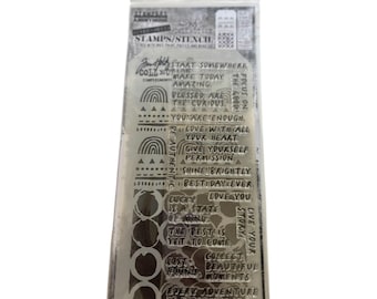 Tim Holtz Collection Mixed Media Stamps and Stencil Set Journaling Words Inspire