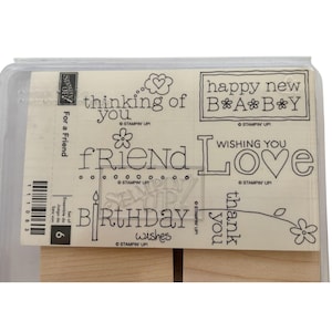 Stampin Up Wood Rubber Stamp Set For A Friend Birthday Wishes Card Making Words