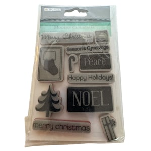 TPC Studio Rubber Cling Stamp Set Moderne Weihnachtsgeschenkanhänger Kartenherstellung Klein